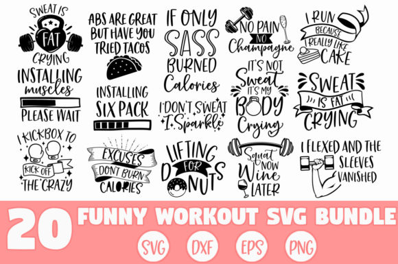 Fun Workout SVG Bundle for Embroidery
