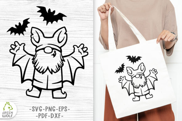 Halloween Bat Gnome Svg Decal for Graphics and Crafts