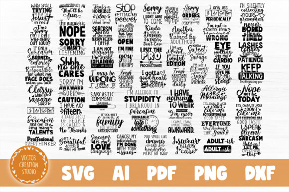 Sarcasm Bundle: Funny Quotes SVG Cut File for Graphics & Crafts